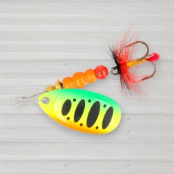 Блешня обертова ZEOX Reactive № 4, 9г, колір 015 Fluo Tiger-Black Dot